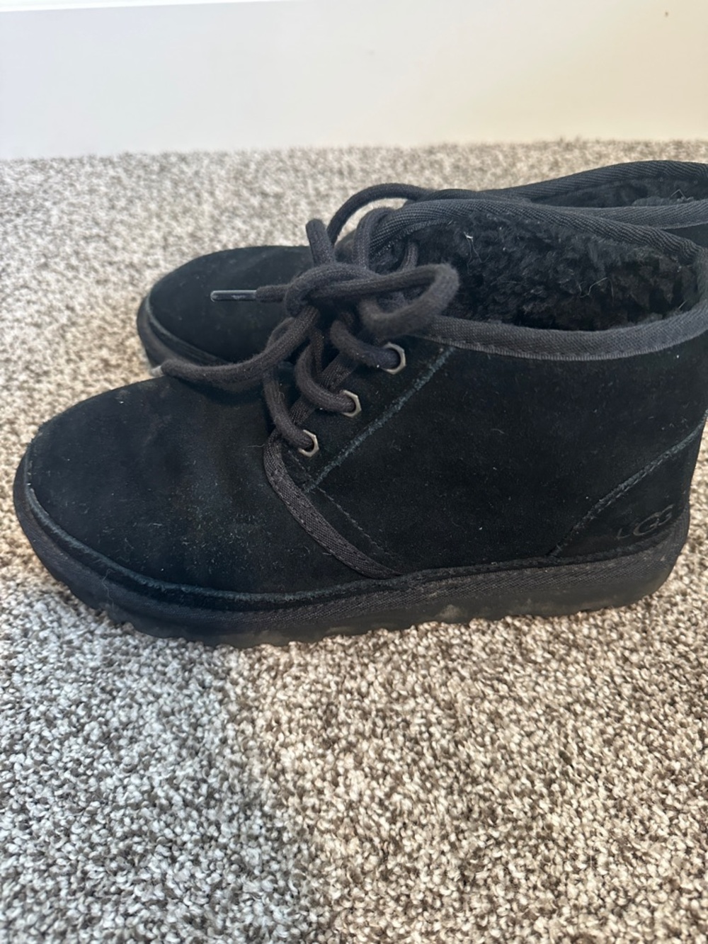 Ugg Black Suede Lace-Up Winter Boots - Picture 3 of 6